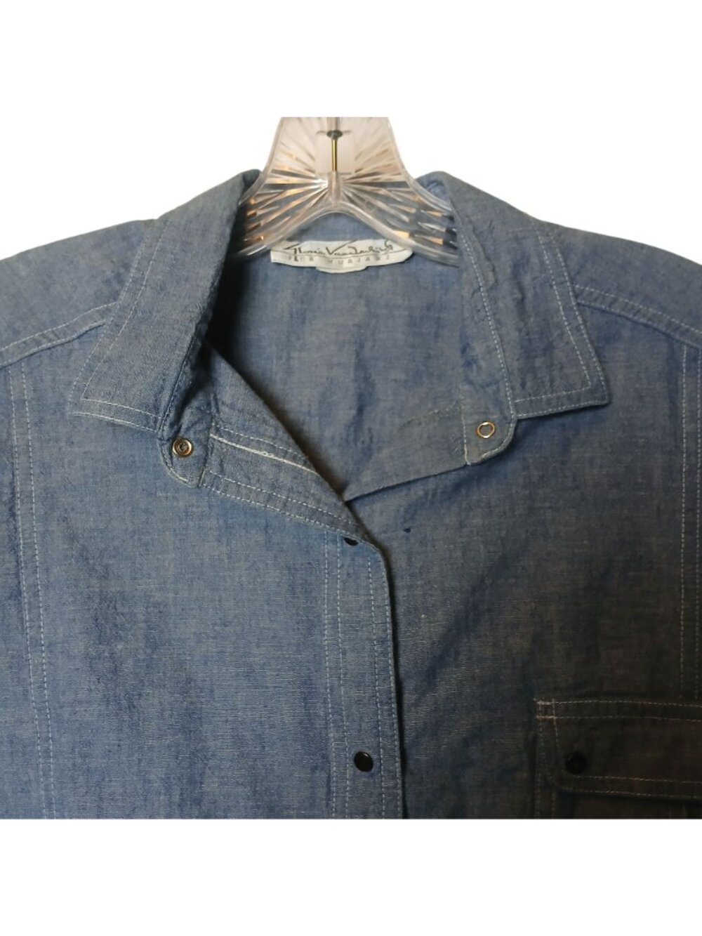 VTG Gloria Vanderbilt Murjani Medium Denim Short-Sleeve Shirt Snap Pocket #D-41 - Picture 6 of 6
